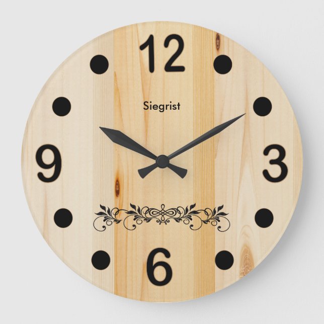 Anpassa Butcher Block Wood Stor Klocka (Framsida)