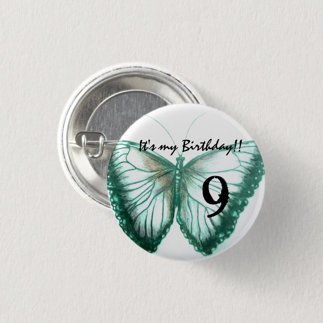 Anpassa Butterfly Button Det är min födelsedag Knapp (Framsida & baksida)