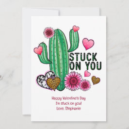 Anpassa Cactus Rosa Heart Valentine Day Card Julkort