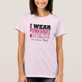 Anpassa cancer i Burgundy & White Head Nacke T-shirt