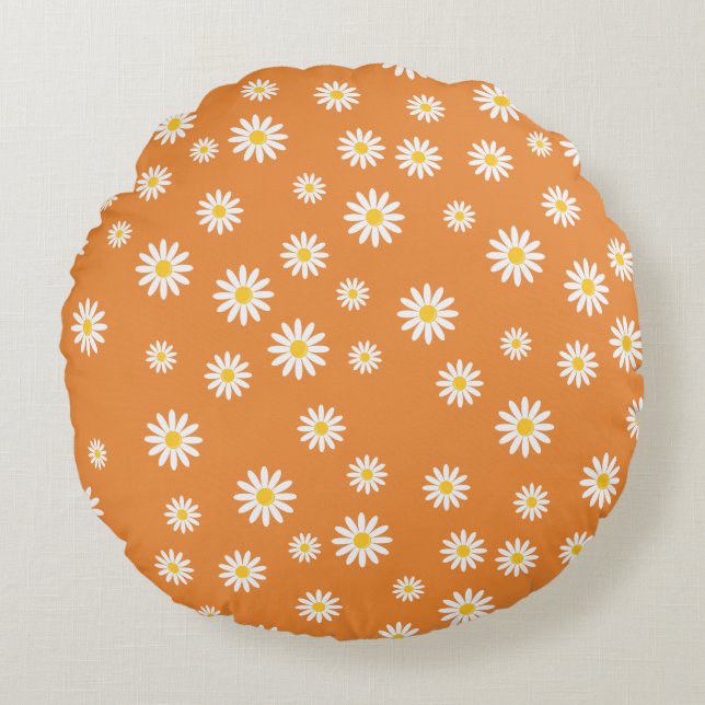 Anpassa Chamomile Flowers Pillow Rund Kudde (Framsidan)