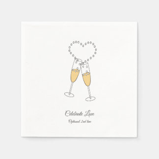 Anpassa Champagne Toast Celebrate Kärlek Napkins Pappersservett