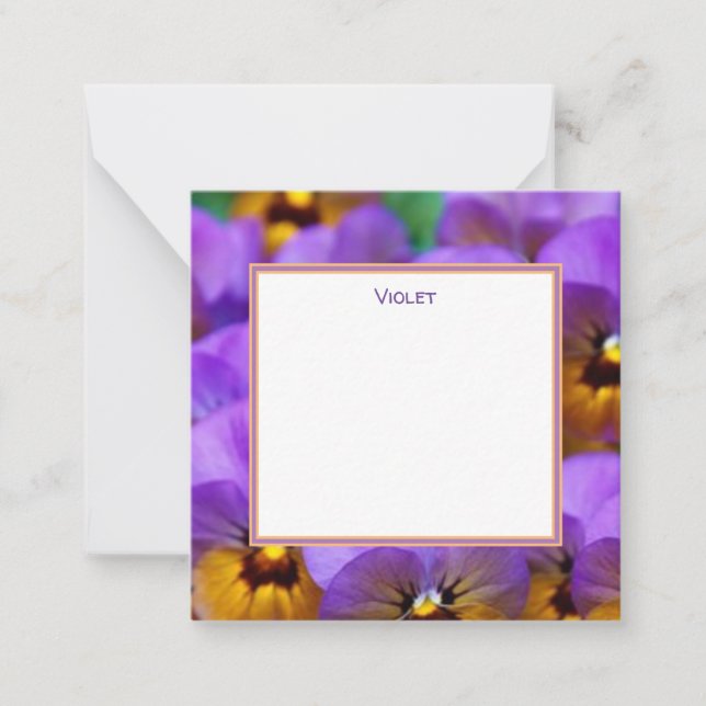 Anpassa CHEERFUL VIOLETS, LÄGG TILL DITT NAMN Anteckningskort (Framsida)