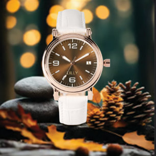 Anpassa Chic Monogram Girly Guld Metall Armbandsur