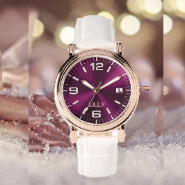 Anpassa Chic Monogram Girly Shock rosa Metall Armbandsur