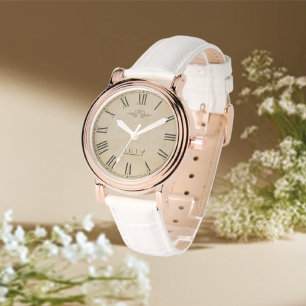 Anpassa Chic Monogram Girly Vintage Guld Armbandsur