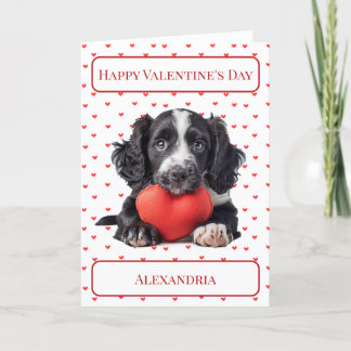 Anpassa Cocker Spain Puppy Valentine Card Tack Kort
