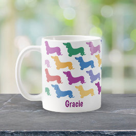 Anpassa Colorful Dachshund Älskare Whimsical Kaffemugg