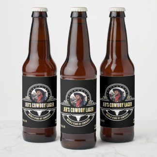 Anpassa Cowboy Ale Lager Detaljerat  Ölflaska Etikett