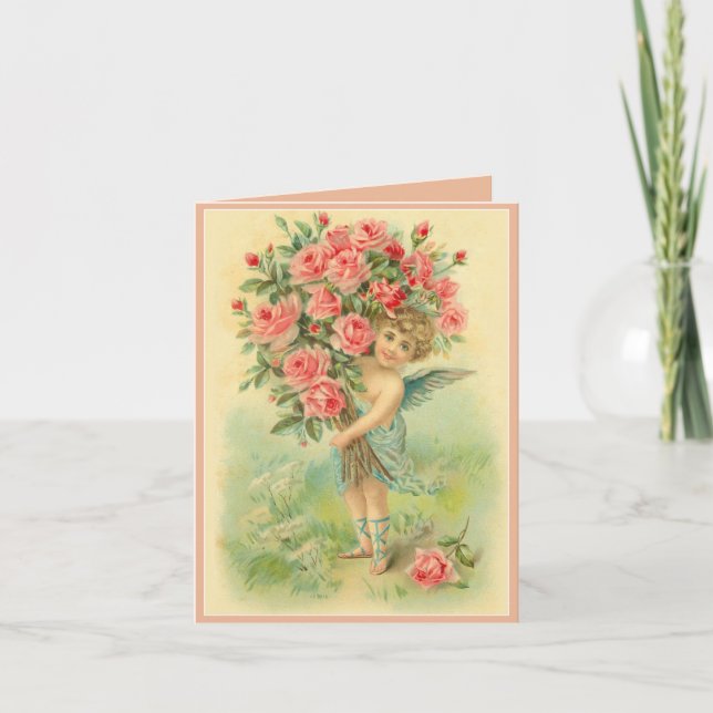 Anpassa Cupid Angel med Ro Helgkort (Framsida)