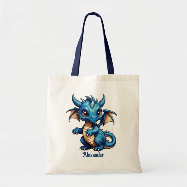 Anpassa Cute Blue Dragon Tygkasse (Framsidan)