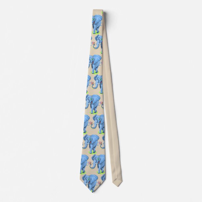 Anpassa Cute Blue Elephant Party Tie Slips (Framsida)