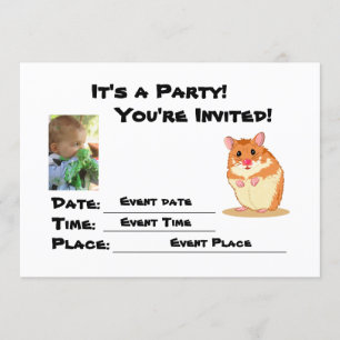 Anpassa Cute Cudely Hamster Party-inbjudan Inbjudningar