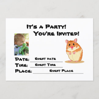 Anpassa Cute Cudely Hamster Party-inbjudan Inbjudningar