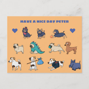 Anpassa Cute Doggy-design med Namn Vykort