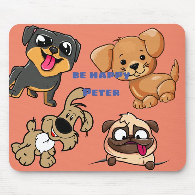 Anpassa Cute Doggy Tecknad Stil Musmatta (Framsidan)