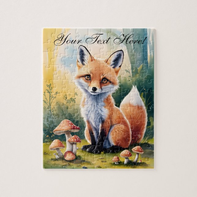 Anpassa Cute Fox i svampen Pussel (Vertikal)