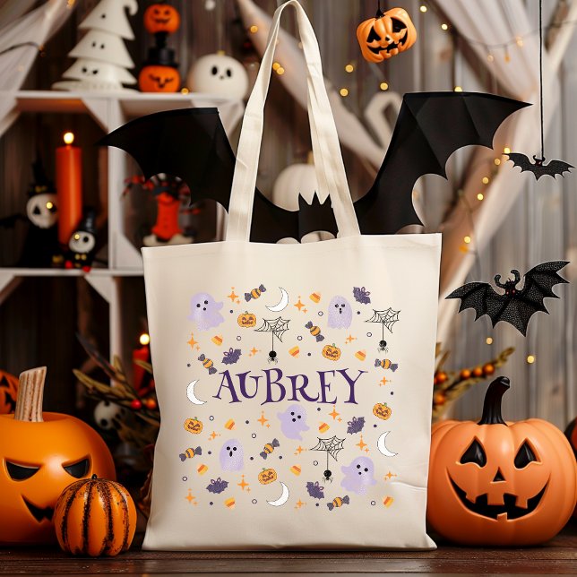 Anpassa Cute Ghost Bus eller godis Tote Bag Tygkasse (Skapare uppladdad)