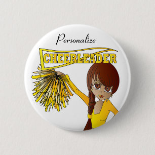 Anpassa Cute Gult CheerLeader Girl Knapp