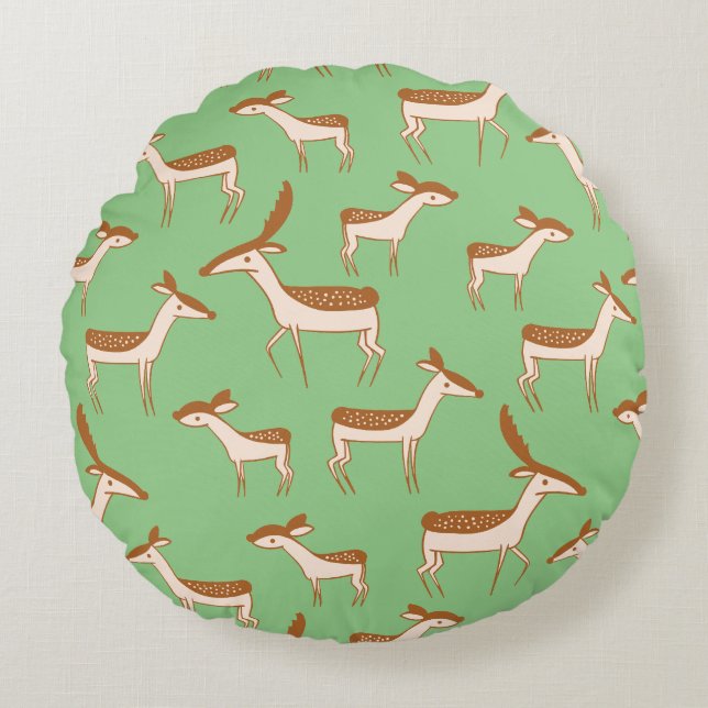 Anpassa Cute Hjort Design Rund Kudde (Framsidan)