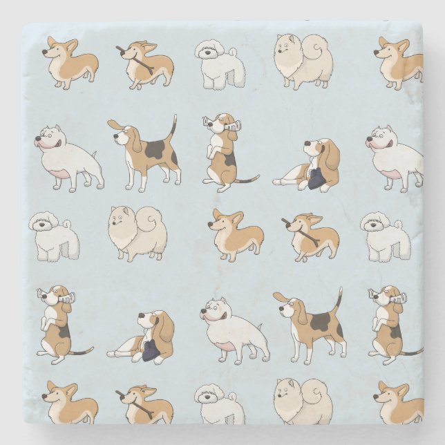 Anpassa Cute Hundar Stenunderlägg (Framsidan)