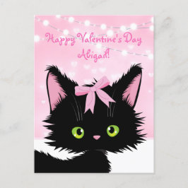 Anpassa Cute Kitten Rosa Valentindagen Helg Vykort
