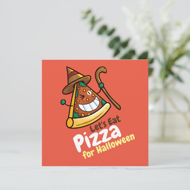 Anpassa Cute Låt oss Eat Pizza-inbjudan (Stående Fram)