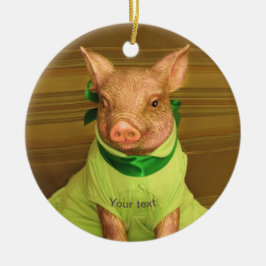 Anpassa Cute Patti Gris porträtt i grönt Julgransprydnad Keramik