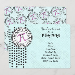 Anpassa - Cute Polka Dot Lycklig Pi Day Party Inbjudningar