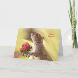 Anpassa Cute Squirrel med ro-födelsedagskort Tack Kort