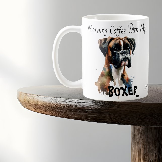 Anpassa  Cute WATERCOLOR Boxer Mugg (Elegant Keepsake of your Boxer , this mug can be personalized by add your own few words.)