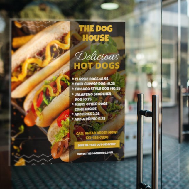 Anpassa Delicious Hotdog Restaurant Small Door Poster (Skapare uppladdad)