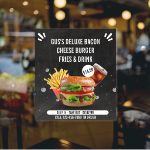 Anpassa Deluxe Burger Pommes Dryck Restaurang Med Poster