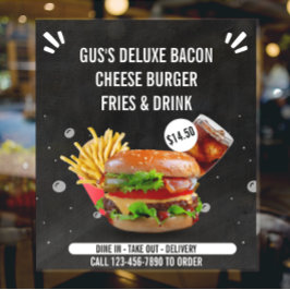 Anpassa Deluxe Burger Pommes Dryck Restaurang Stor Poster