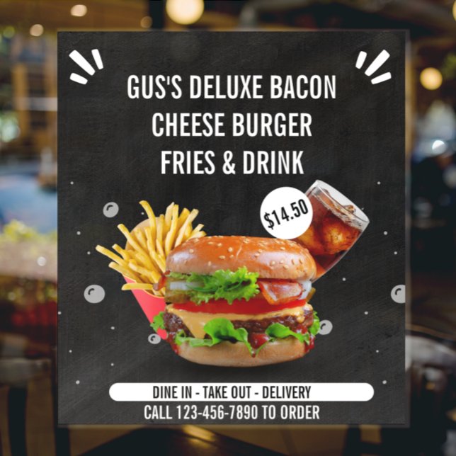 Anpassa Deluxe Burger Pommes Dryck Restaurang Stor Poster (Skapare uppladdad)
