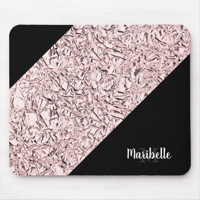 Anpassa den blåskade Ro Guld Faux Glitter Musmatta (Framsidan)