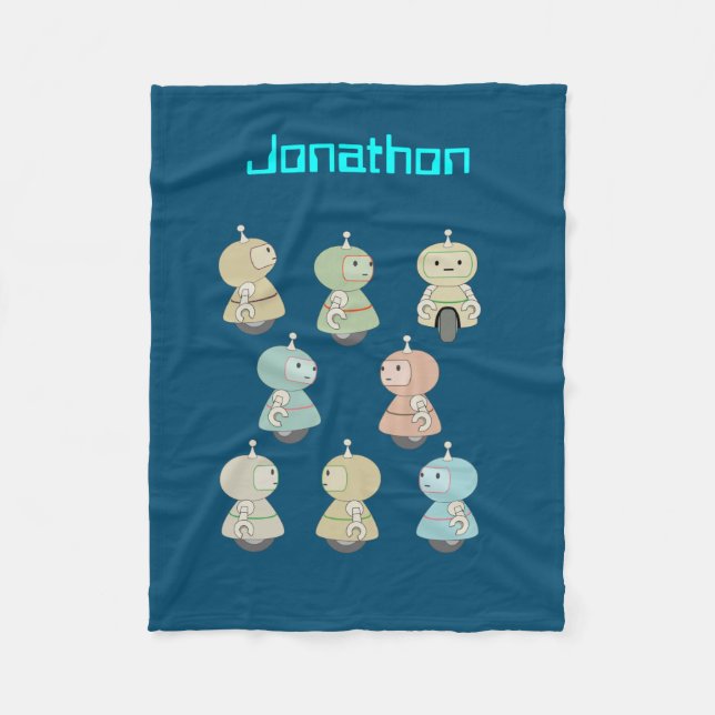 Anpassa den - Cute Robot Illustration Fleecefilt (Framsidan)