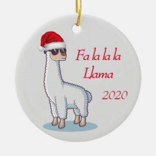 Anpassa den daterade Roligten Llama Fa la la Llama Julgransprydnad Keramik