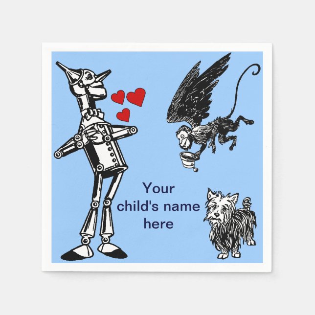 Anpassa den: Guiden Oz, Tin Man, Toto Monkey Pappersservett (Framsidan)