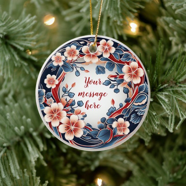 Anpassa den här Chiyogami-prydnaden Julgransprydnad Keramik (Träd)