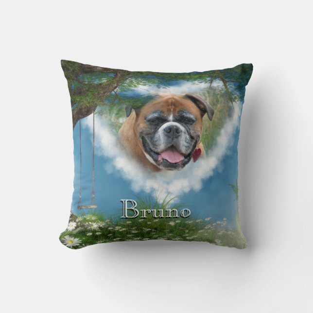 Anpassa den här Hund i heaven Pet Memorial Pillow Kudde (Framsida)