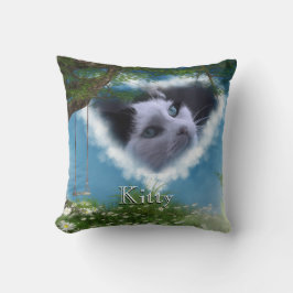 Anpassa den här katten i Heaven Pet Memorial Pillo Kudde