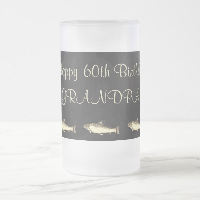 Anpassa den här Lycklig 60:e fågeldagen-farfar Frostat Ölglas (Center)