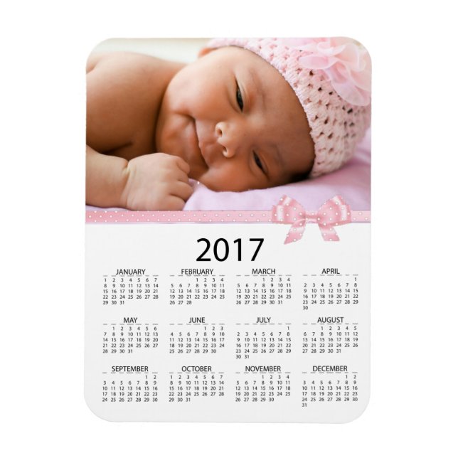 Anpassa den här Rosa Photo 2017 Mini Calendar Magnet (Vertikal)