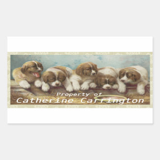 Anpassa den här söta vintagen Puppy Stickers Rektangulärt Klistermärke