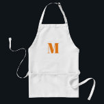 Anpassa den inledande orangen i monogram vit förkläde<br><div class="desc">Anpassa den inledande vita Vuxen Apron med monogram orange</div>