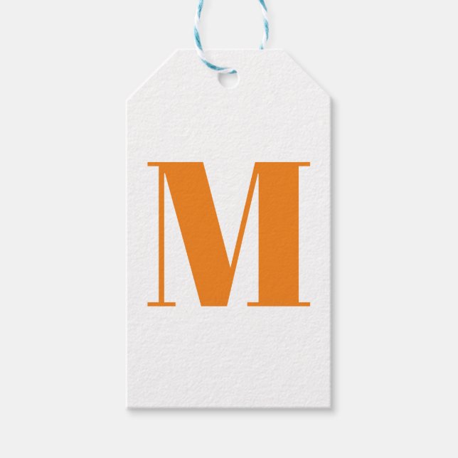 Anpassa den inledande orangen i monogram vit presentetikett (Framsidan)