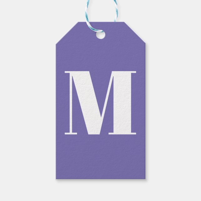 Anpassa den inledande perivinkellvitt monogram presentetikett (Framsidan)
