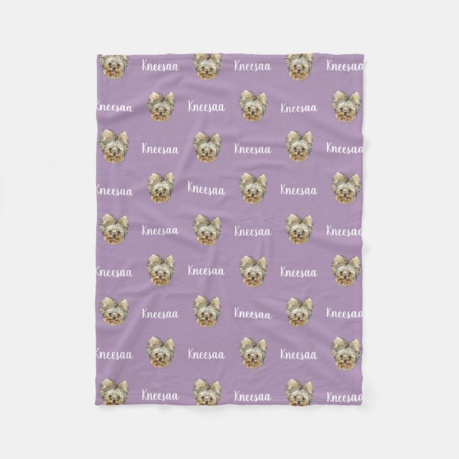 Anpassa den! LAVENDER Husdjursfoto Och Namn Fleecefilt (Framsidan)
