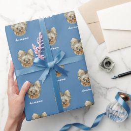Anpassa den! Pet Photo och Namn Blue Presentpapper